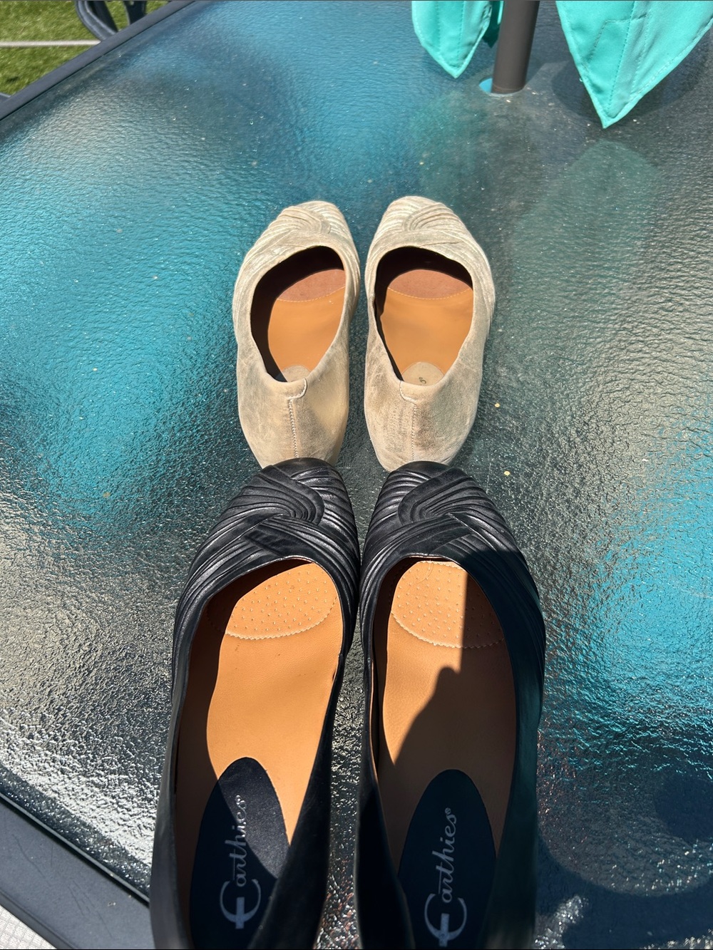 Earthies Black & Taupe Braided Slip-On Flats Pair